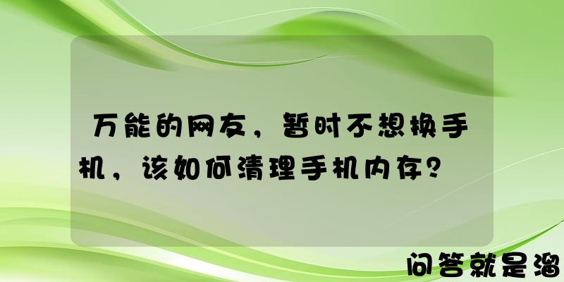 万能的网友，暂时不想换手机，该如何清理手机内存？