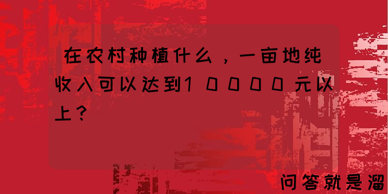 在农村种植什么，一亩地纯收入可以达到10000元以上？