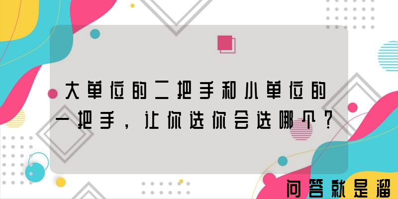 大单位的二把手和小单位的一把手，让你选你会选哪个？